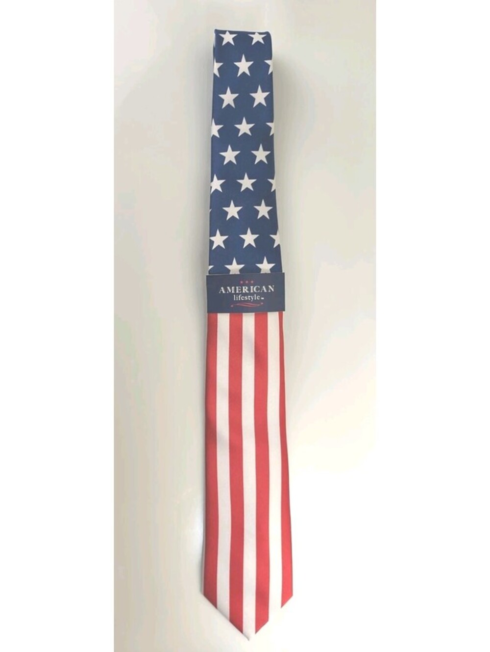 American Lifestyle USA Flag Tie Mens Red White Blue Stars Stripes Microfiber NEW